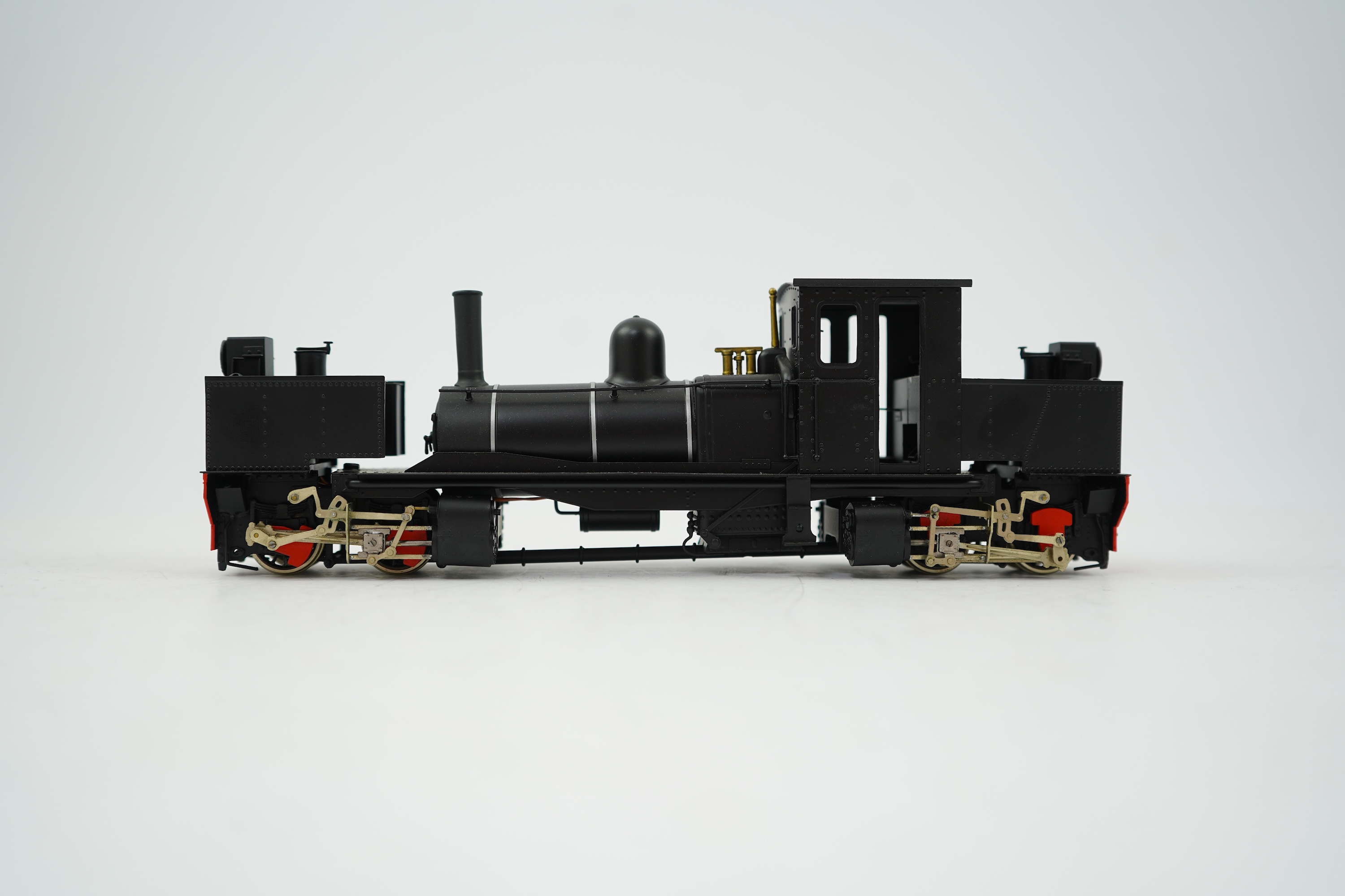 An On30 gauge (1:48 scale) 0-4-0+0-4-0 Garratt locomotive, a finely detailed model, of painted brass, etc. construction, running on 00 gauge track and powered for two rail operation